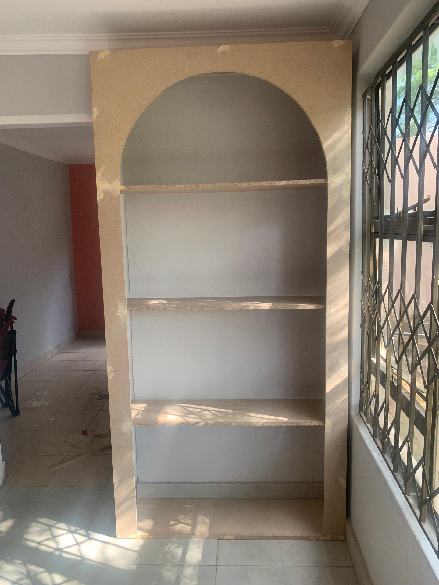 Hair Vine arched display shelving joinery